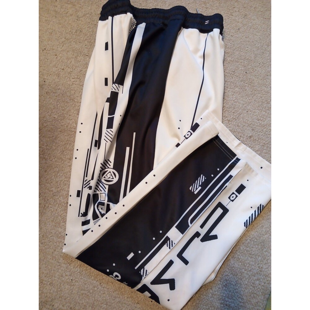 Jogger Pants Designer Drawstring Black/White Waist 34 Length 45"